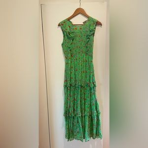 Banjanan Iris Dress, size small, Siesta Bud Green